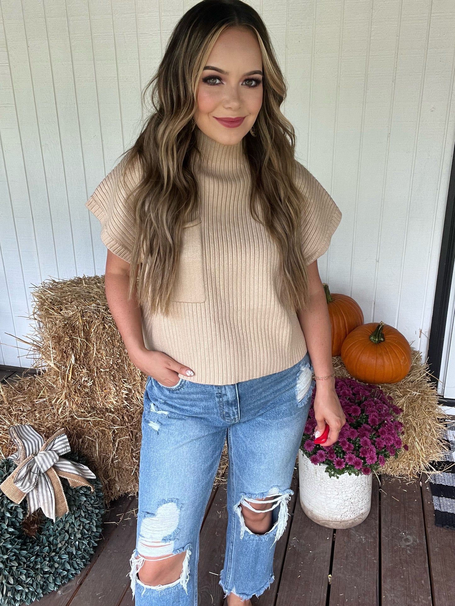Cozy Ribbed Short Sleeve Sweater
