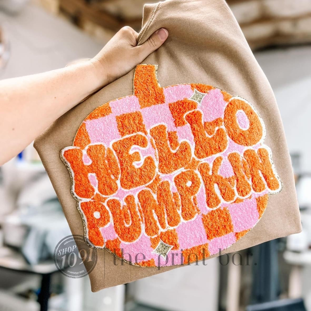 Hello Pumpkin Chenille Patch Sweatshirt