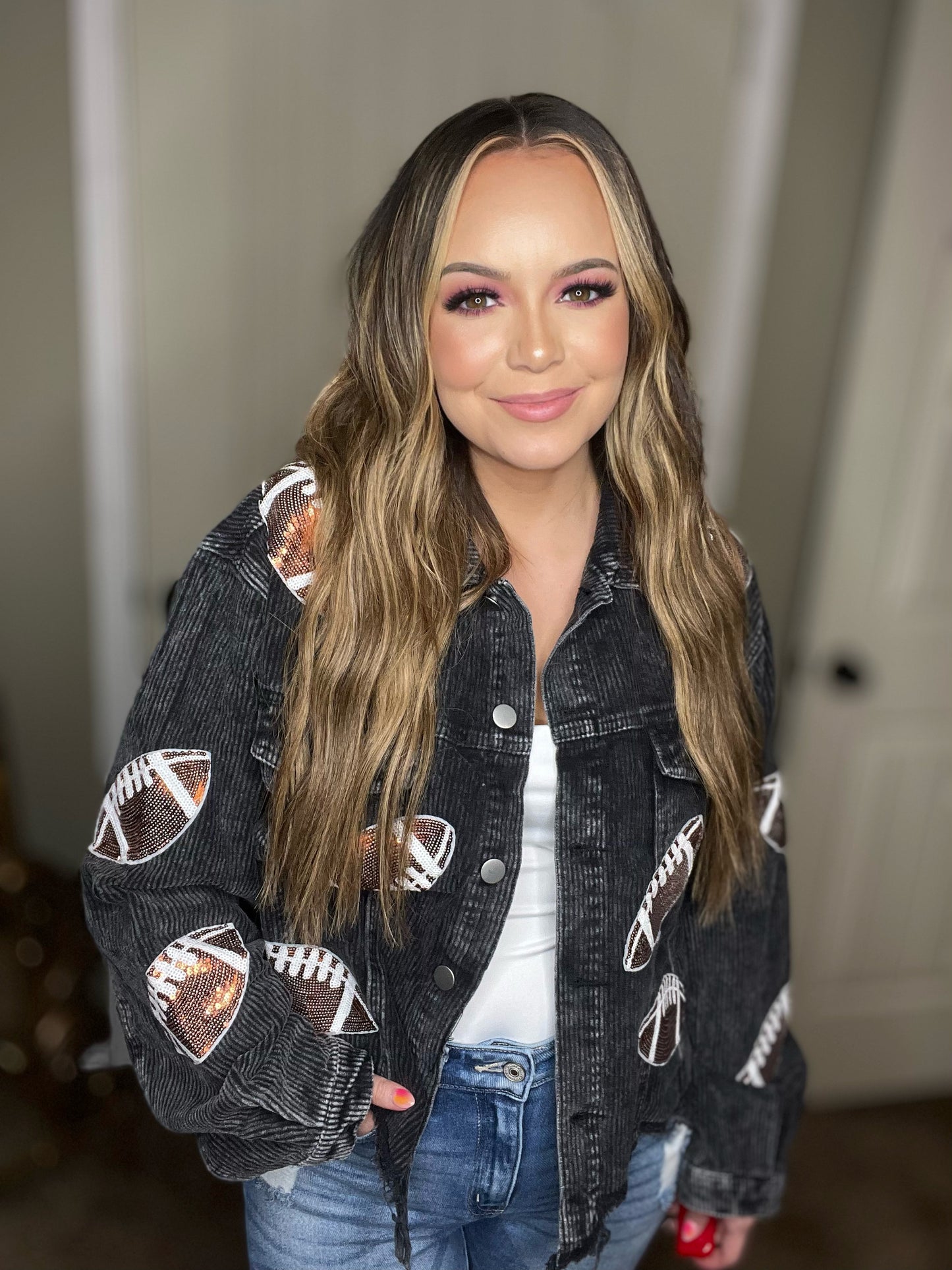 Sequin Football Jacket