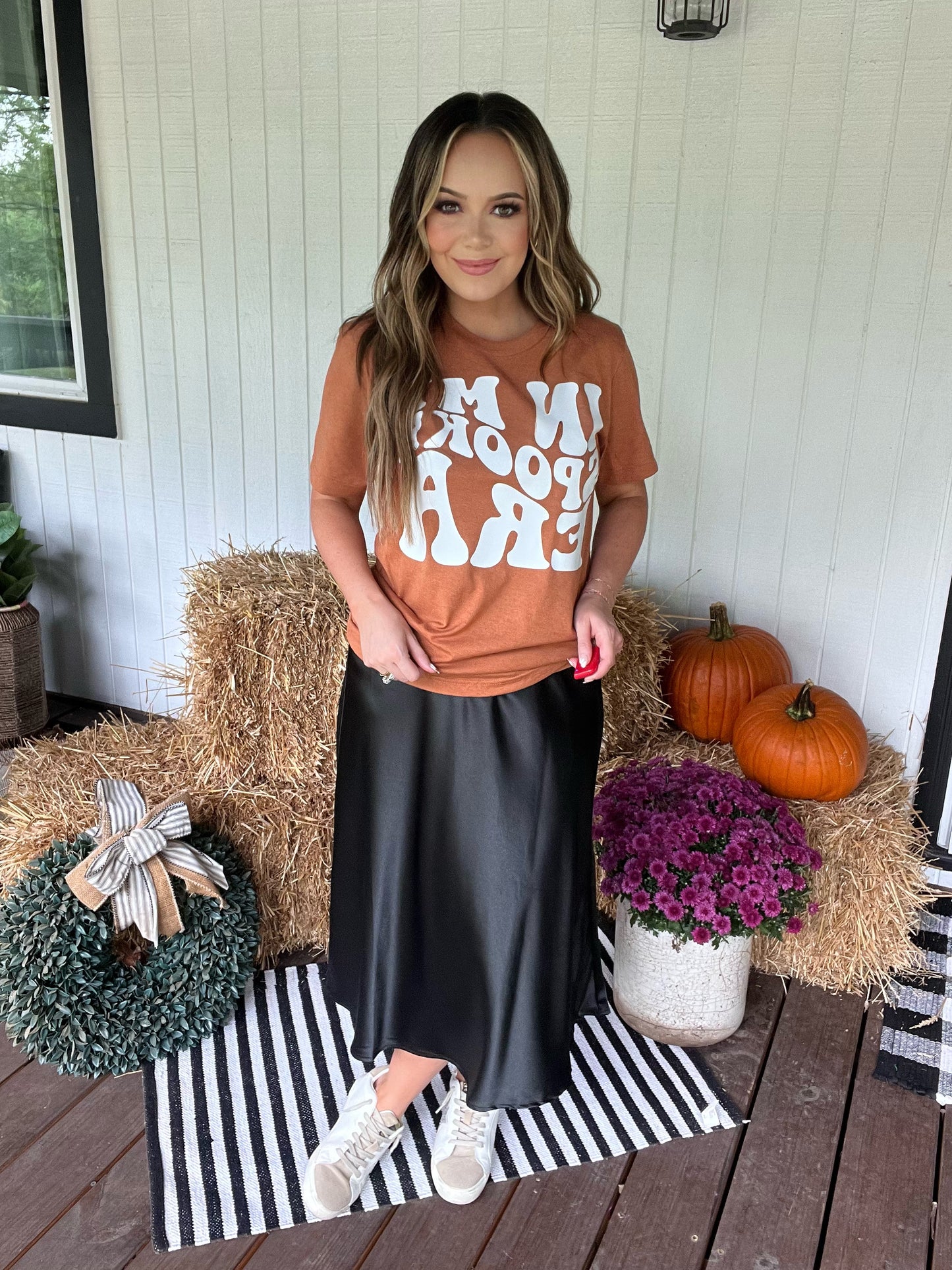 Satin Flare Midi Skirt