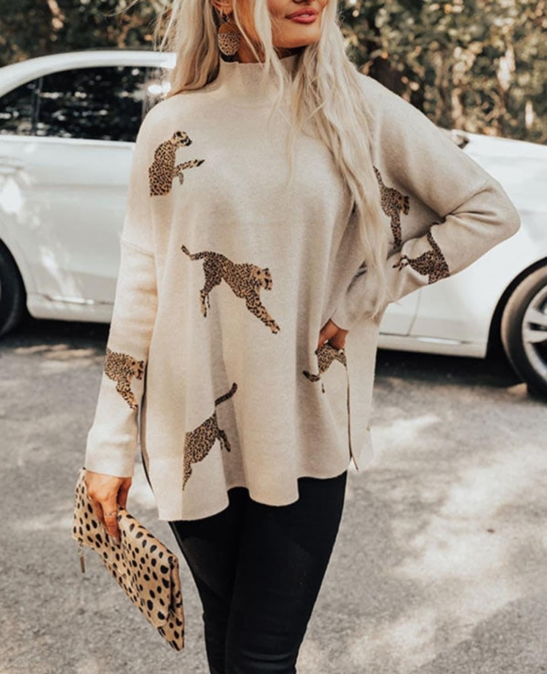 Tan Cheetah Sweater