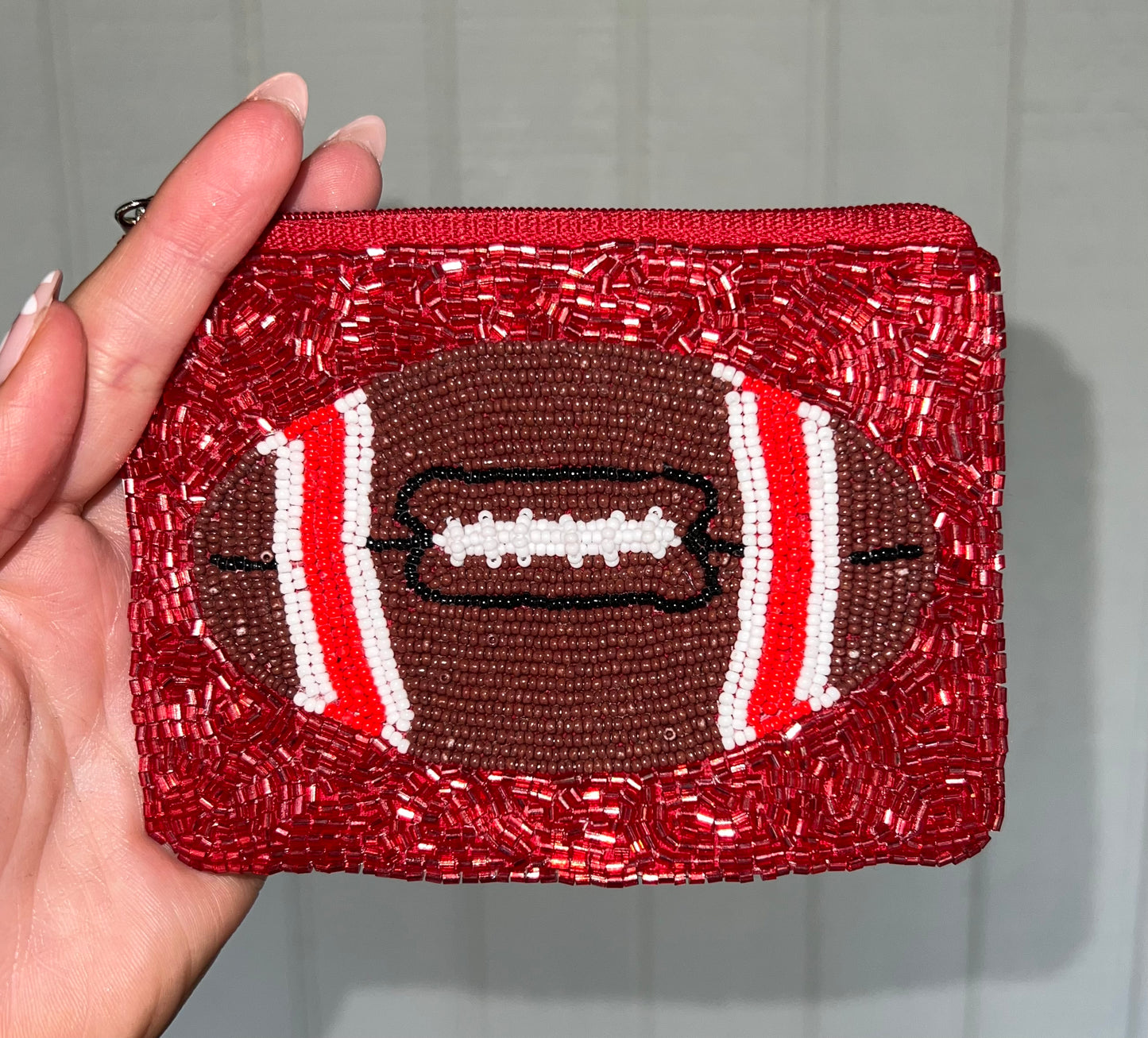 Beaded Football Pouch