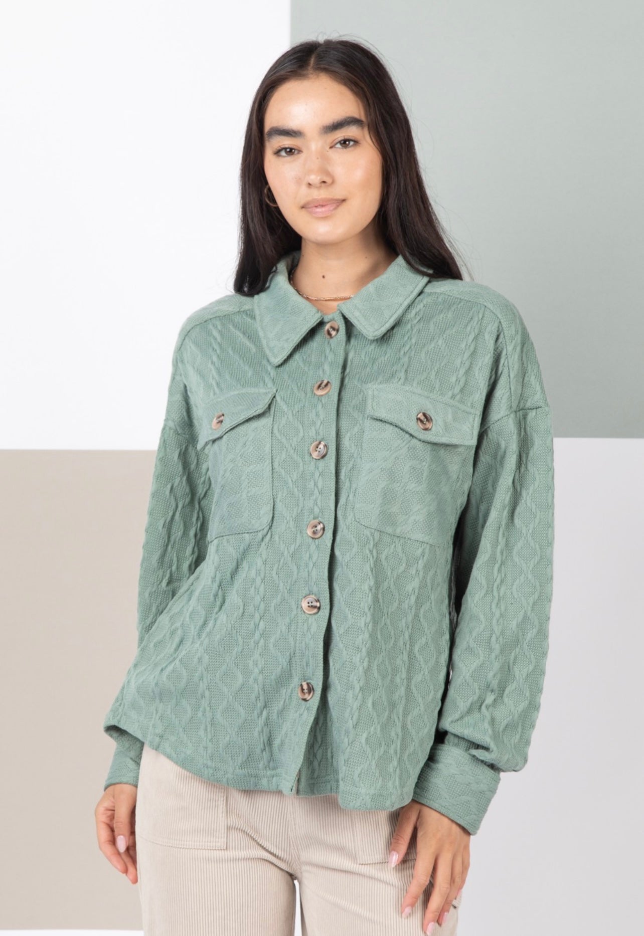Sage Quilted Shacket
