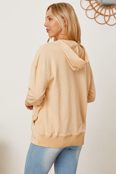 Half Snap Dropped Shoulder Hoodie