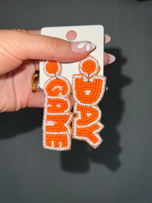 GameDay Orange Beaded Earrings