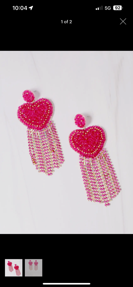 Hearts Afire Fringe Earrings