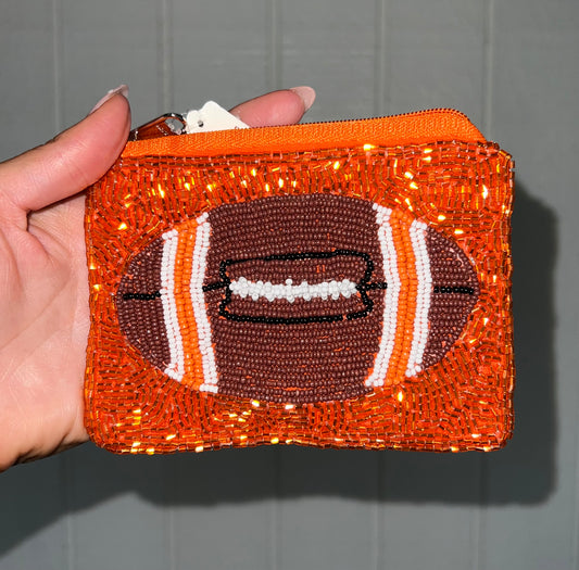 Beaded Football Pouch