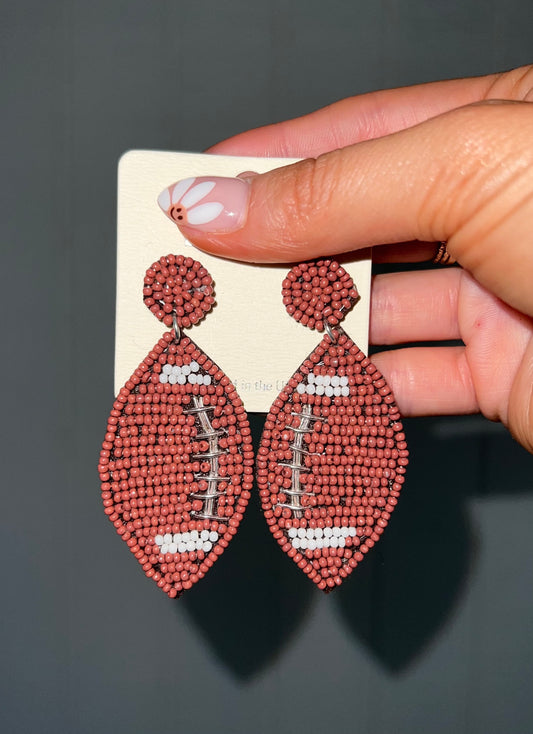 Beaded Football Earrings