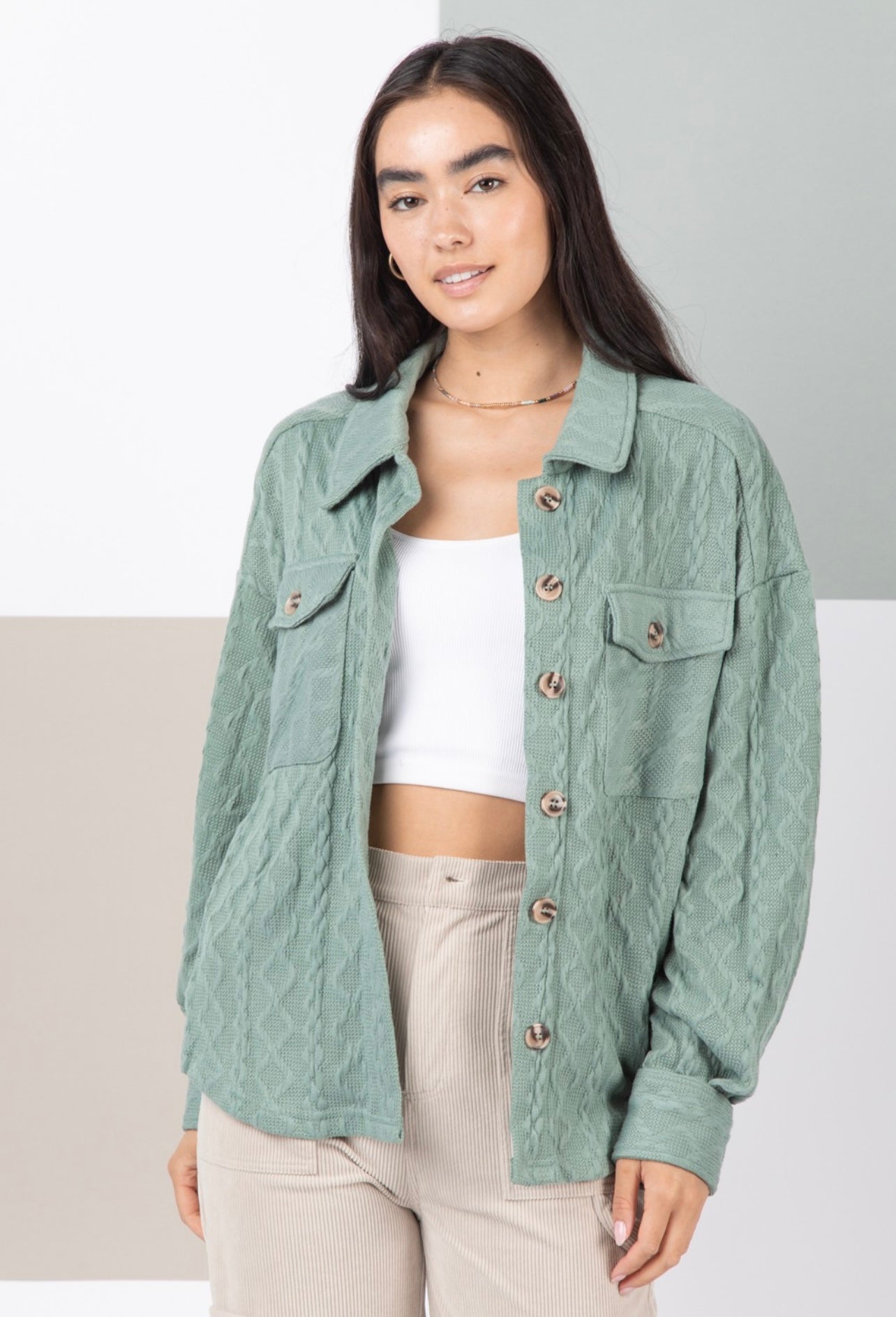 Sage Quilted Shacket