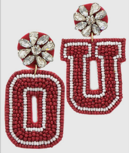 OU Beaded Earrings