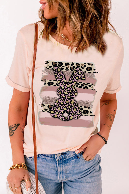 Easter Leopard Bunny Graphic T-Shirt