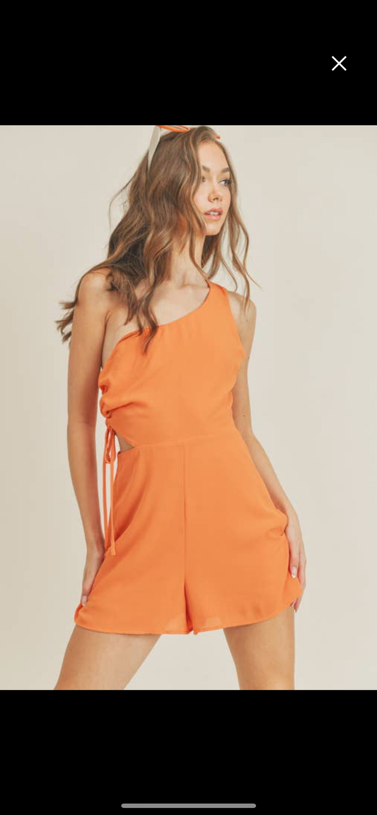 Tangerine ruched romper