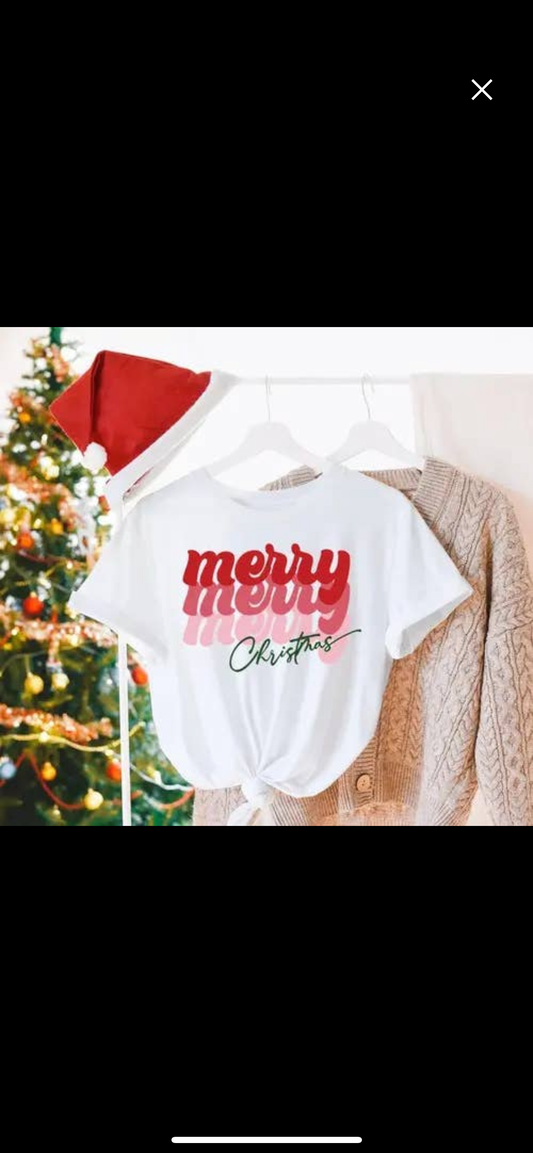 Pink merry Christmas tee